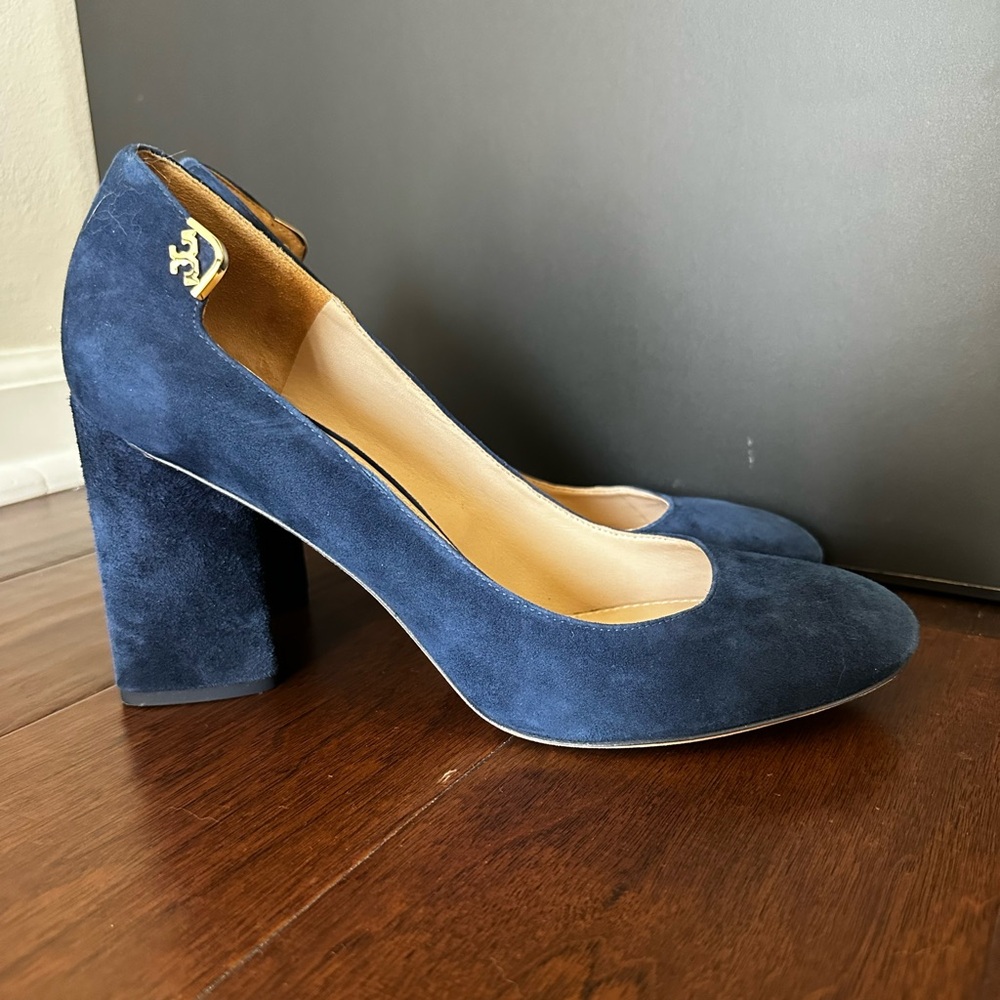 Tory Burch Navy Blue Suede Heels